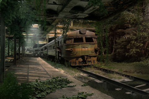 Обои Abandoned Train 480x320