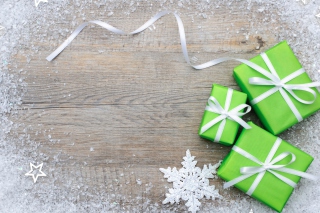 Green Christmas Gift Boxes Background for Android, iPhone and iPad