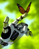 Обои Robot hand and butterfly 128x160