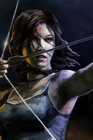 Fondo de pantalla Lara Croft With Arrow 320x480