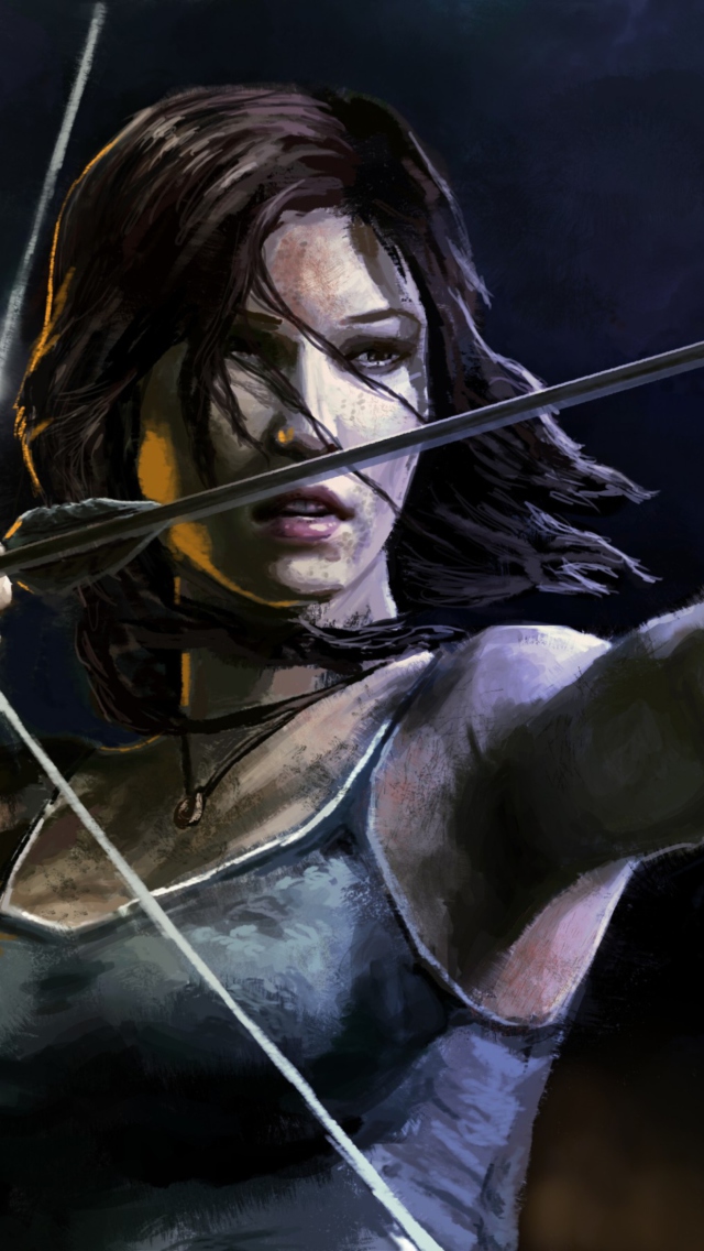 Fondo de pantalla Lara Croft With Arrow 640x1136
