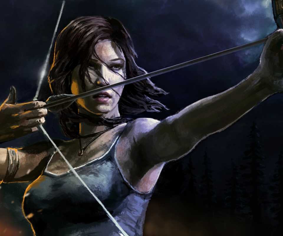 Fondo de pantalla Lara Croft With Arrow 960x800