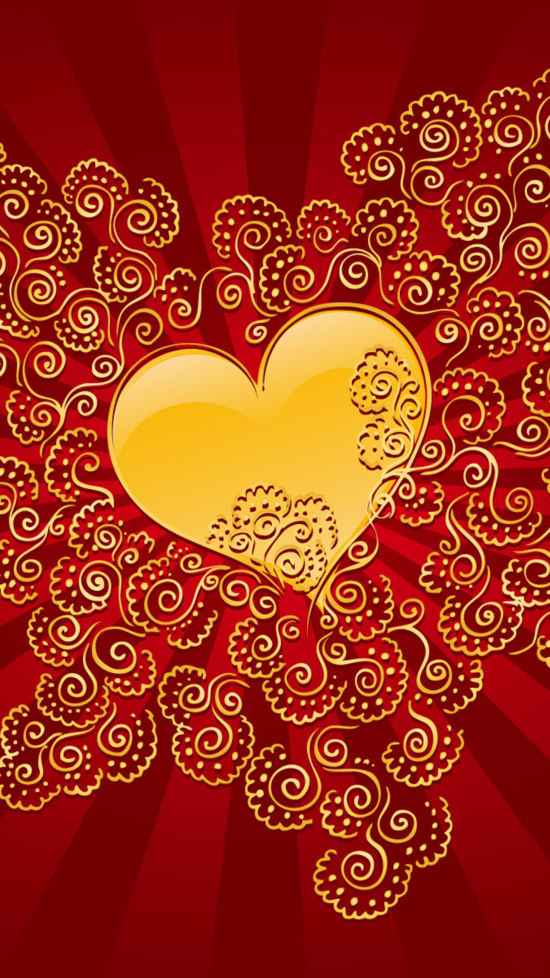 Yellow Heart On Red wallpaper 1080x1920