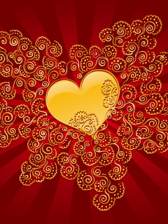 Screenshot №1 pro téma Yellow Heart On Red 240x320