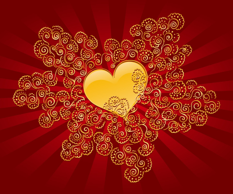 Yellow Heart On Red wallpaper 480x400