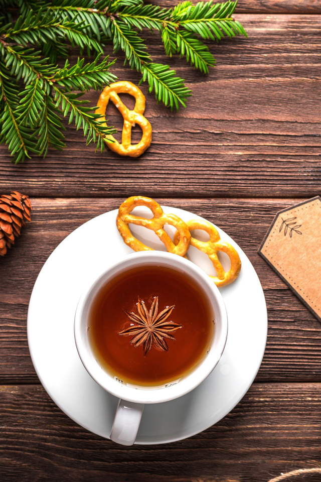 Обои Christmas Cup Of Tea 640x960