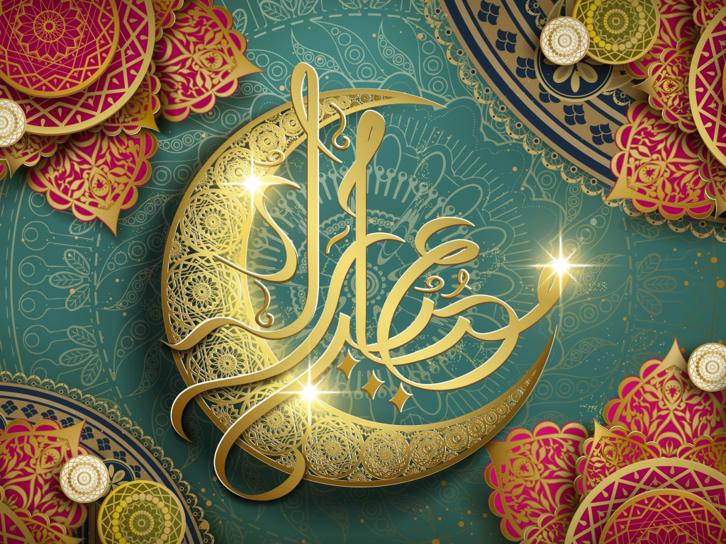 Ramadan Design Eid Mubarak Arabic Calligraphy wallpaper 1024x768