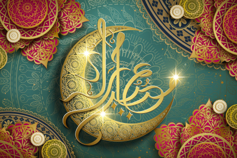 Ramadan Design Eid Mubarak Arabic Calligraphy wallpaper 480x320
