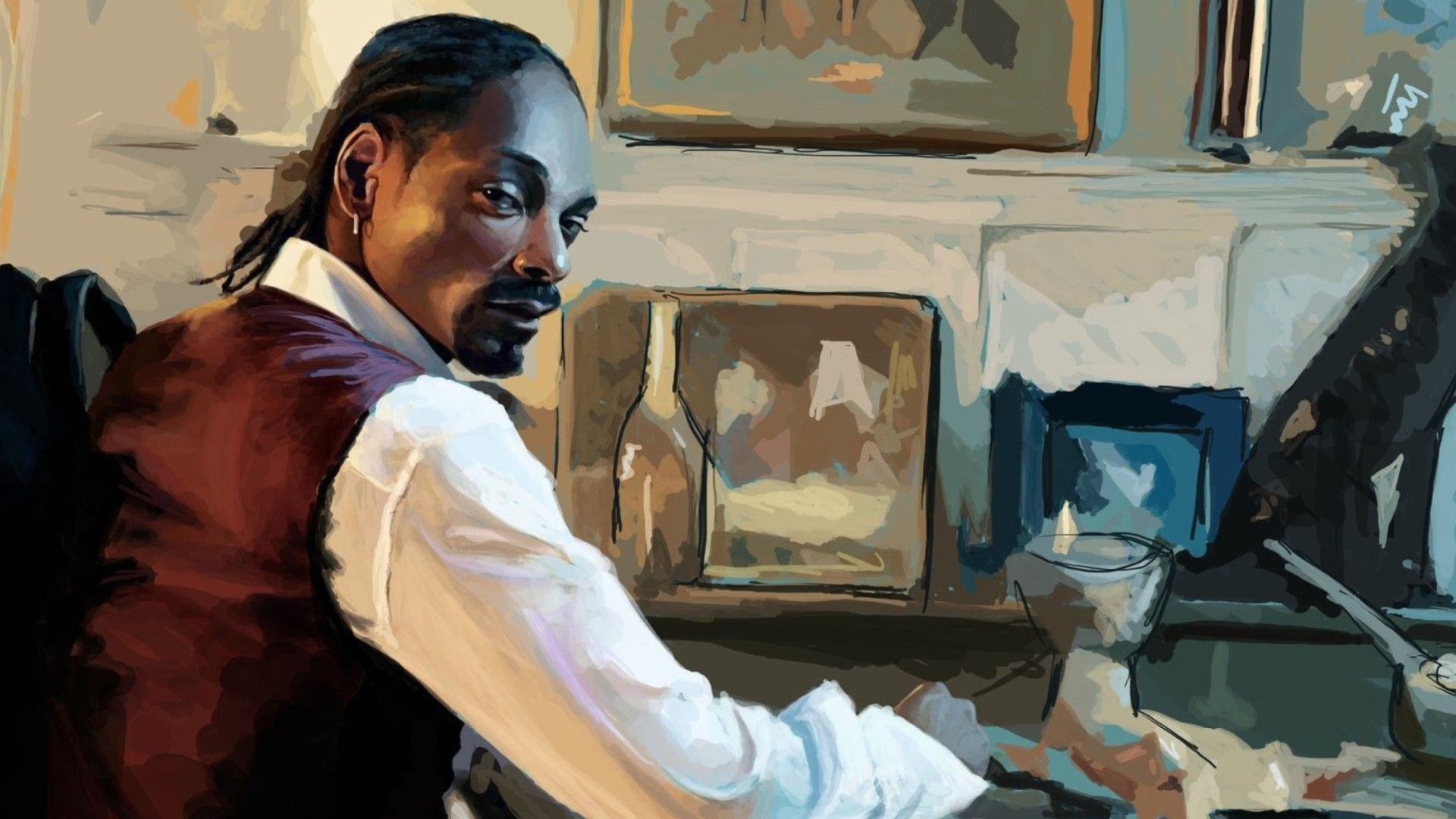 Обои Snoop Dog Portrait Painting 1920x1080