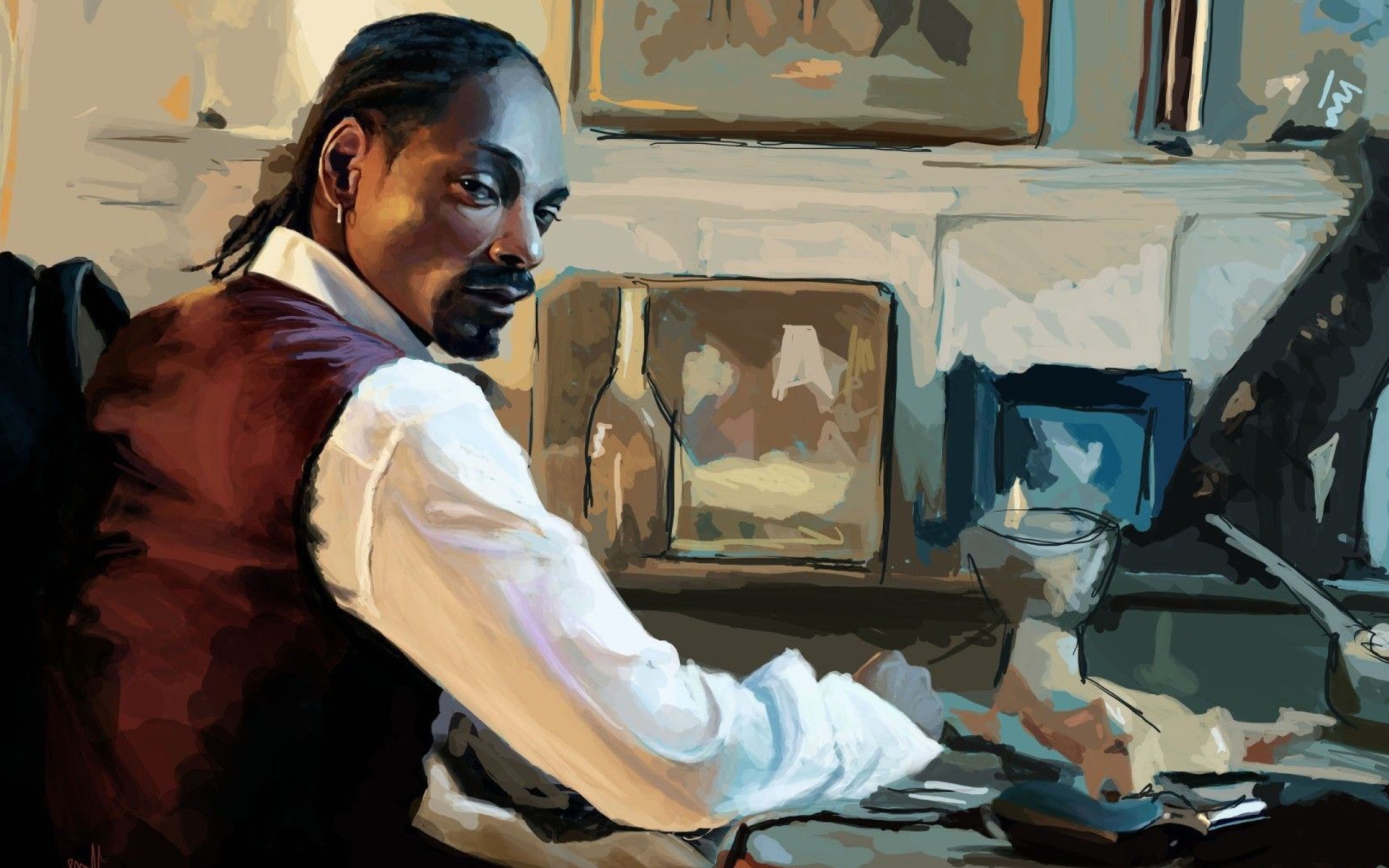 Обои Snoop Dog Portrait Painting 2560x1600