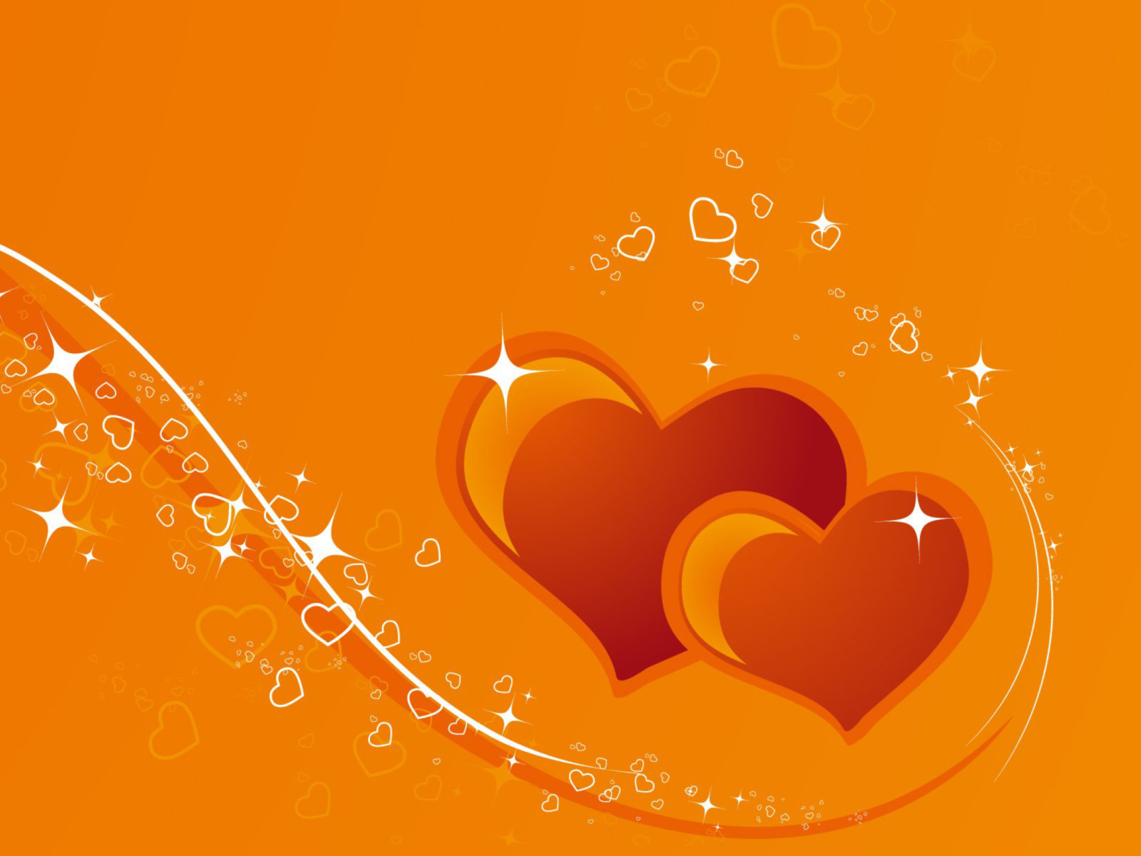 Das Orange Hearts Wallpaper 1600x1200