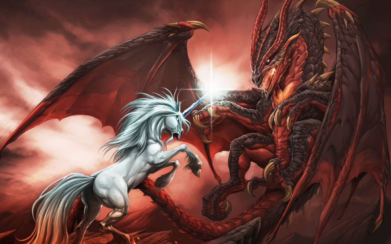 Screenshot №1 pro téma Unicorn And Dragon 1280x800