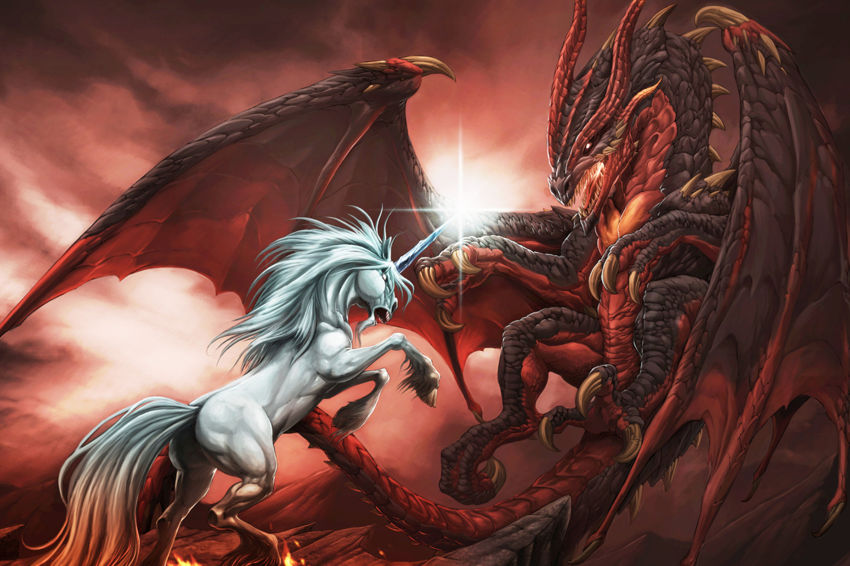 Das Unicorn And Dragon Wallpaper 2880x1920