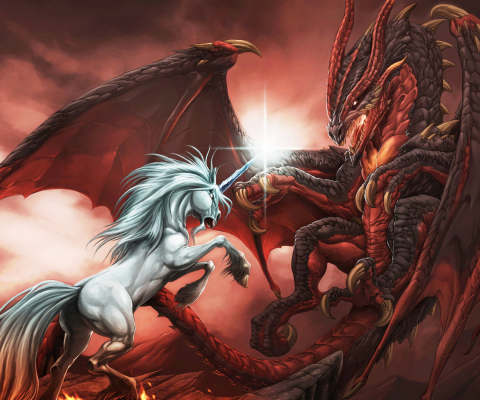 Screenshot №1 pro téma Unicorn And Dragon 480x400