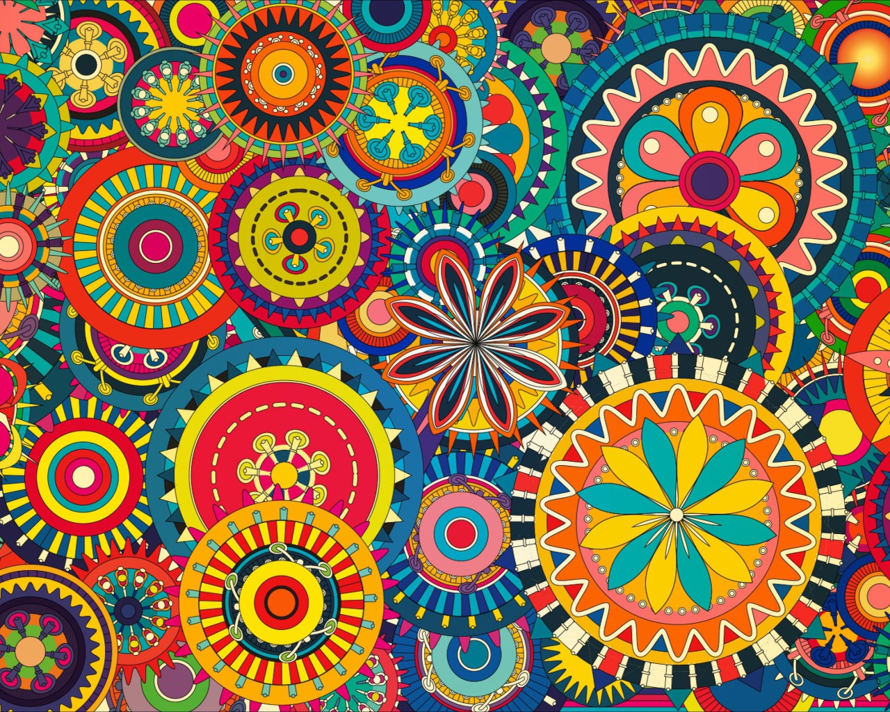 Обои Colorful Floral Shapes 1280x1024