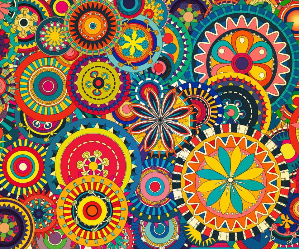 Обои Colorful Floral Shapes 960x800