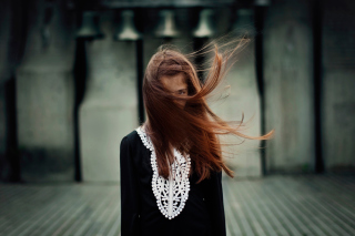 Brunette With Windy Hair Background for Android, iPhone and iPad