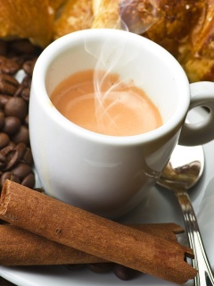 Fondo de pantalla Hot coffee and cinnamon 240x320