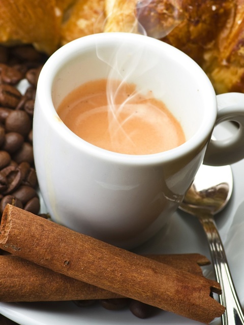 Das Hot coffee and cinnamon Wallpaper 480x640