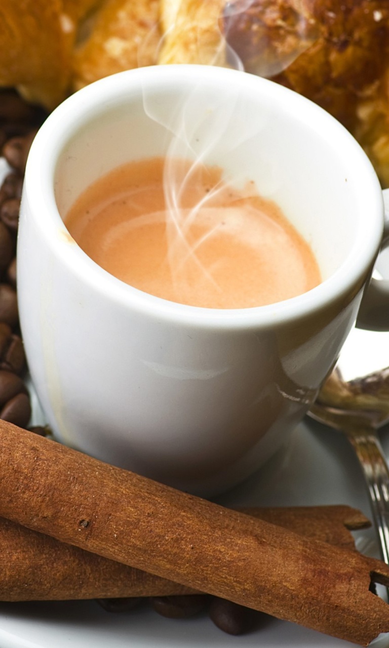 Hot coffee and cinnamon wallpaper 768x1280