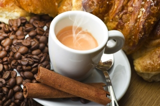 Hot coffee and cinnamon Picture for Android, iPhone and iPad