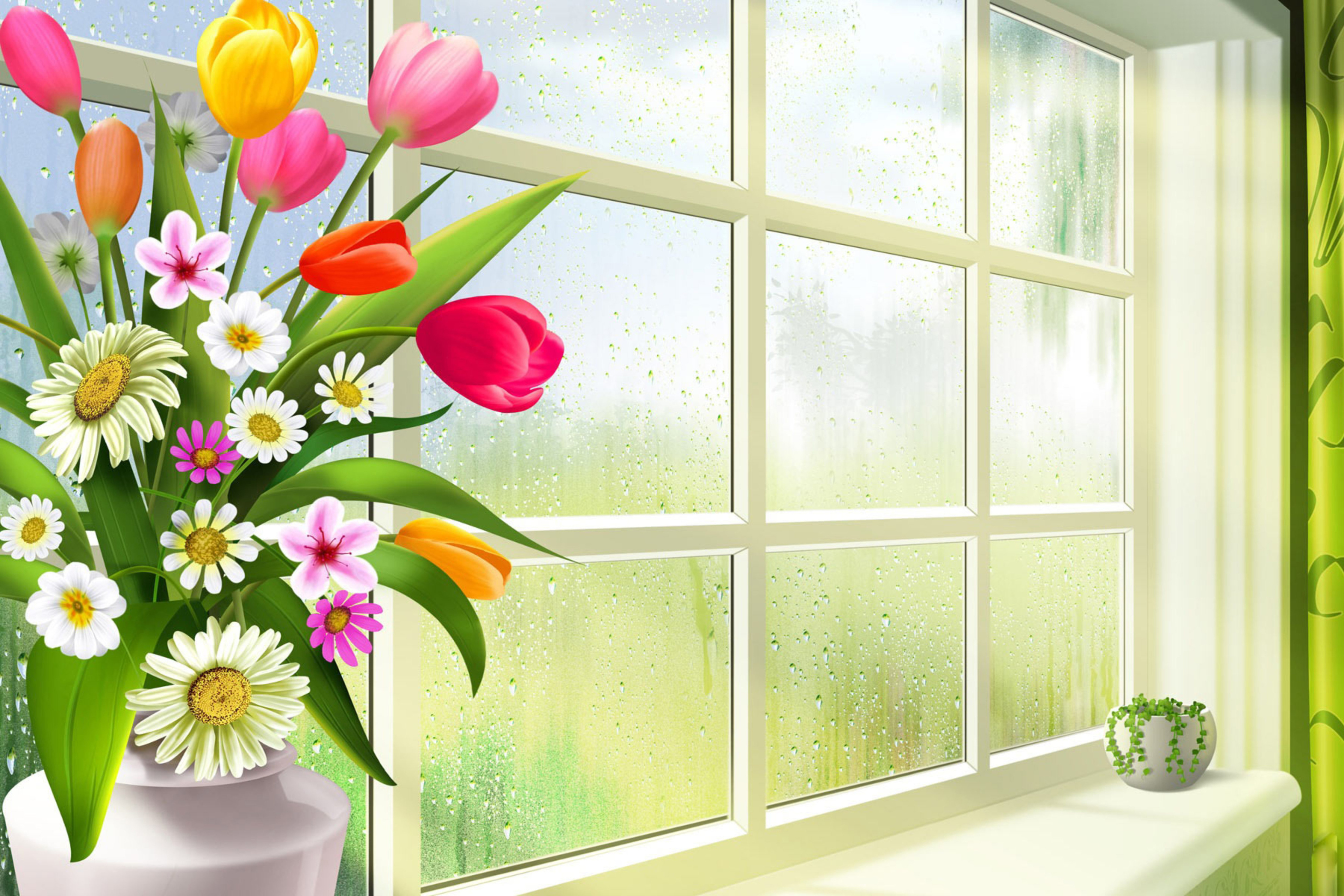 Screenshot №1 pro téma Summer Flowers Illustration 2880x1920