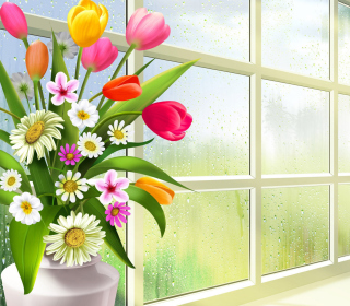 Kostenloses Summer Flowers Illustration Wallpaper für iPad mini