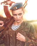 Обои Russian Girl and Weapon HD 128x160