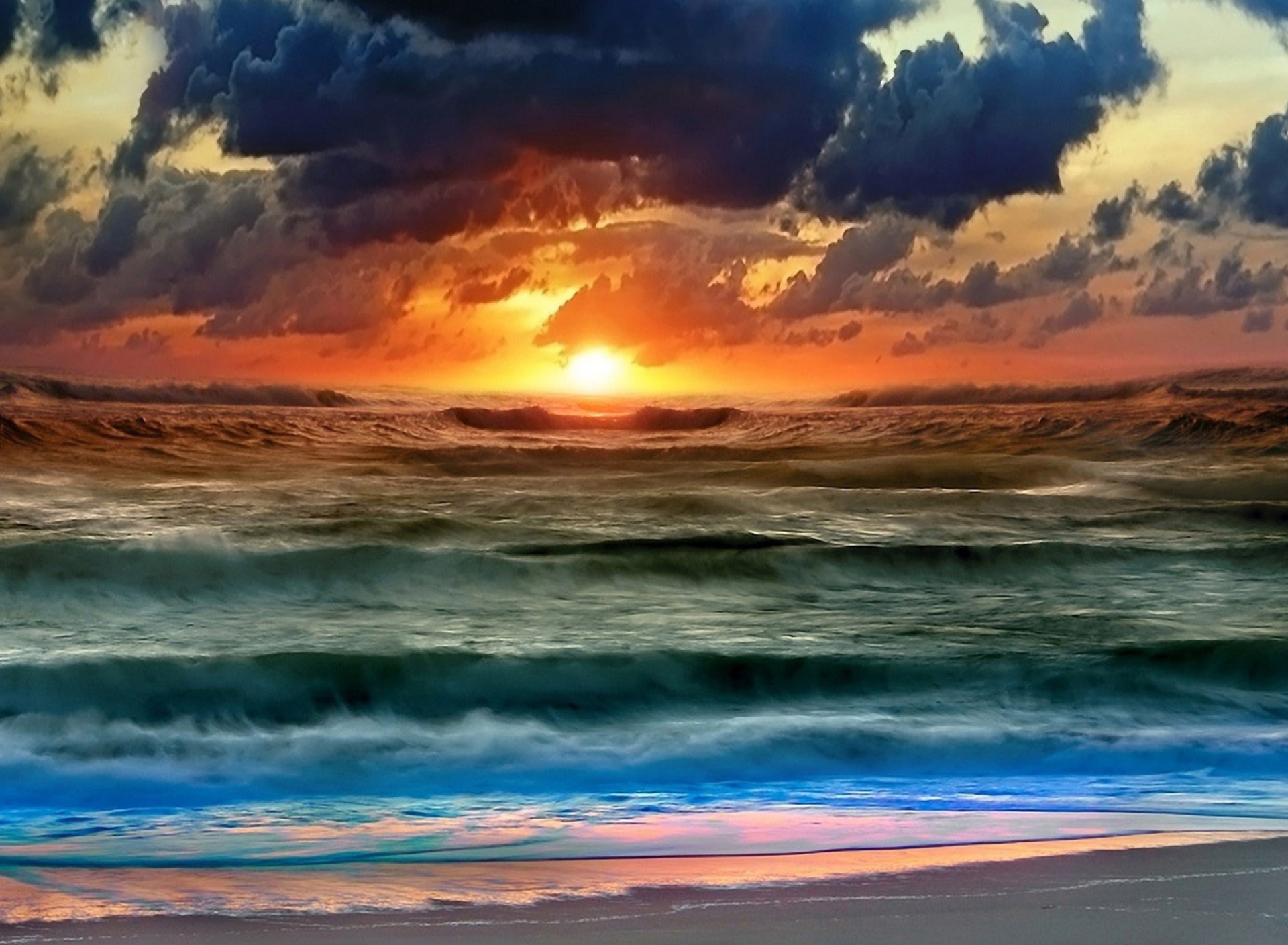 Sfondi Colorful Sunset And Waves 1920x1408