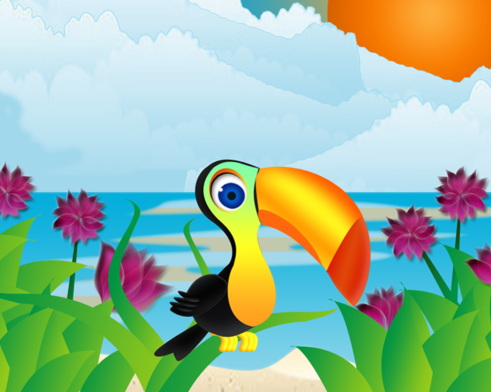 Toucan On Beach wallpaper 1600x1280