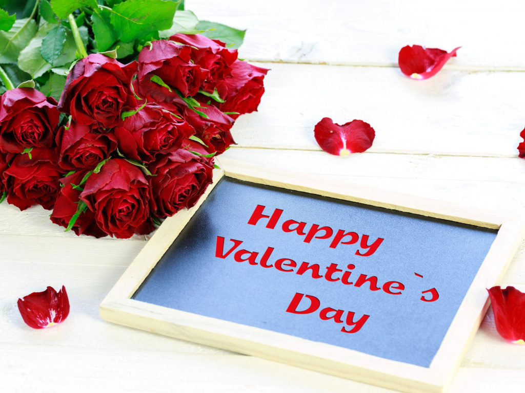 Das Happy Valentines Day with Roses Wallpaper 1024x768