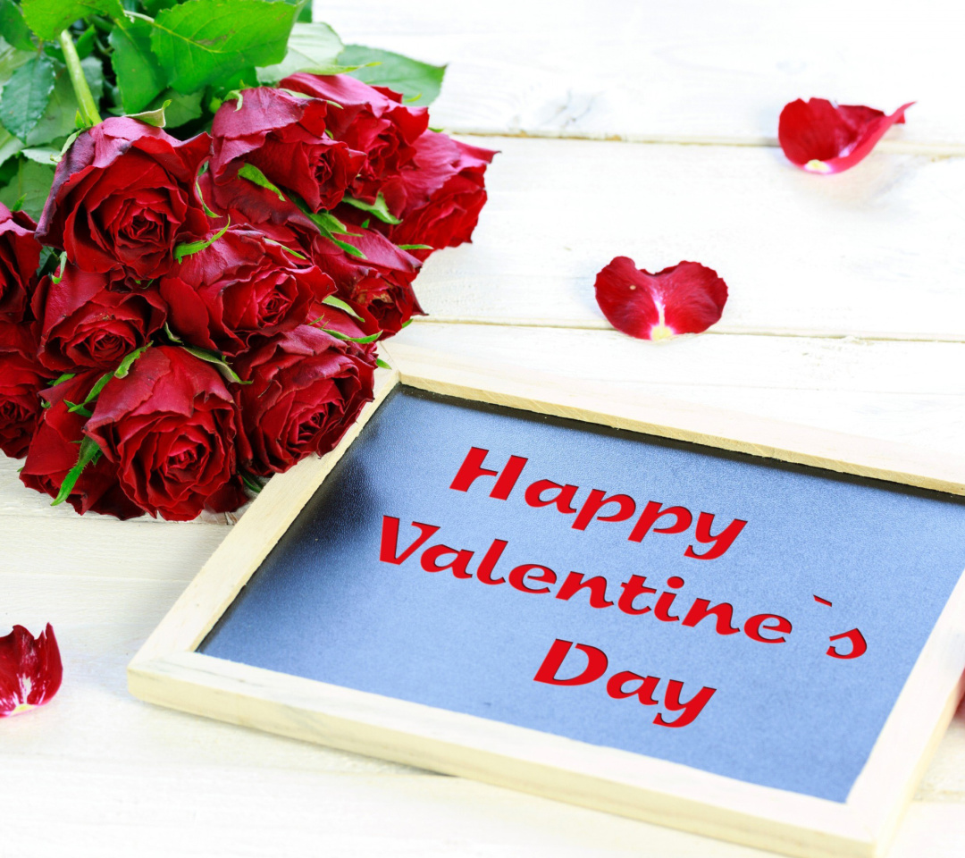 Das Happy Valentines Day with Roses Wallpaper 1080x960