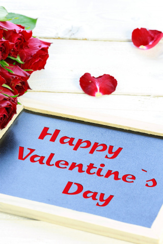 Das Happy Valentines Day with Roses Wallpaper 320x480