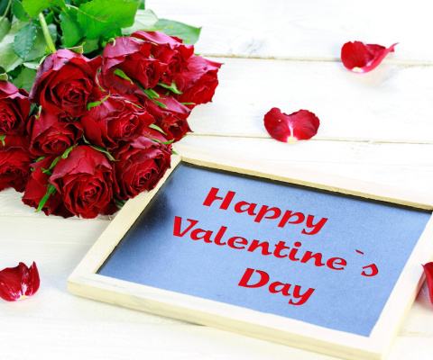 Das Happy Valentines Day with Roses Wallpaper 480x400