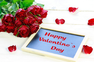 Happy Valentines Day with Roses Background for Android, iPhone and iPad