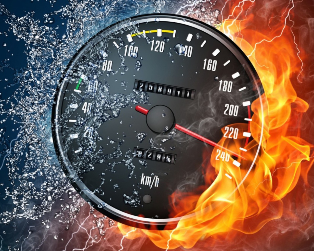 Fondo de pantalla Fire Speedometer 1280x1024