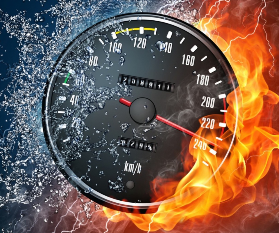 Das Fire Speedometer Wallpaper 960x800