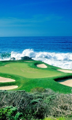 Fondo de pantalla Golf Field By Sea 240x400