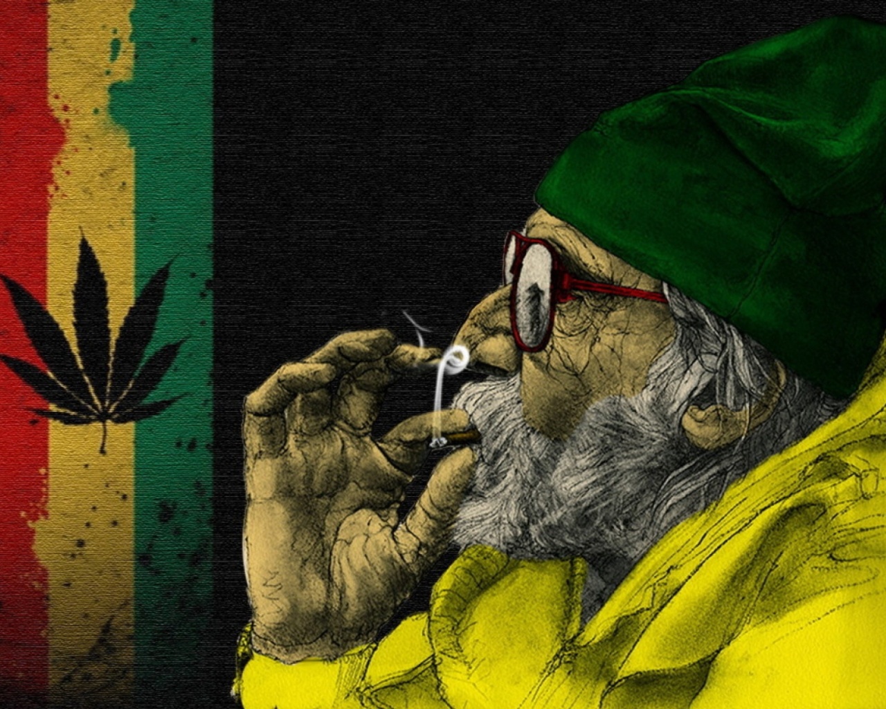 Обои Rastafari and Smoke Weeds 1280x1024