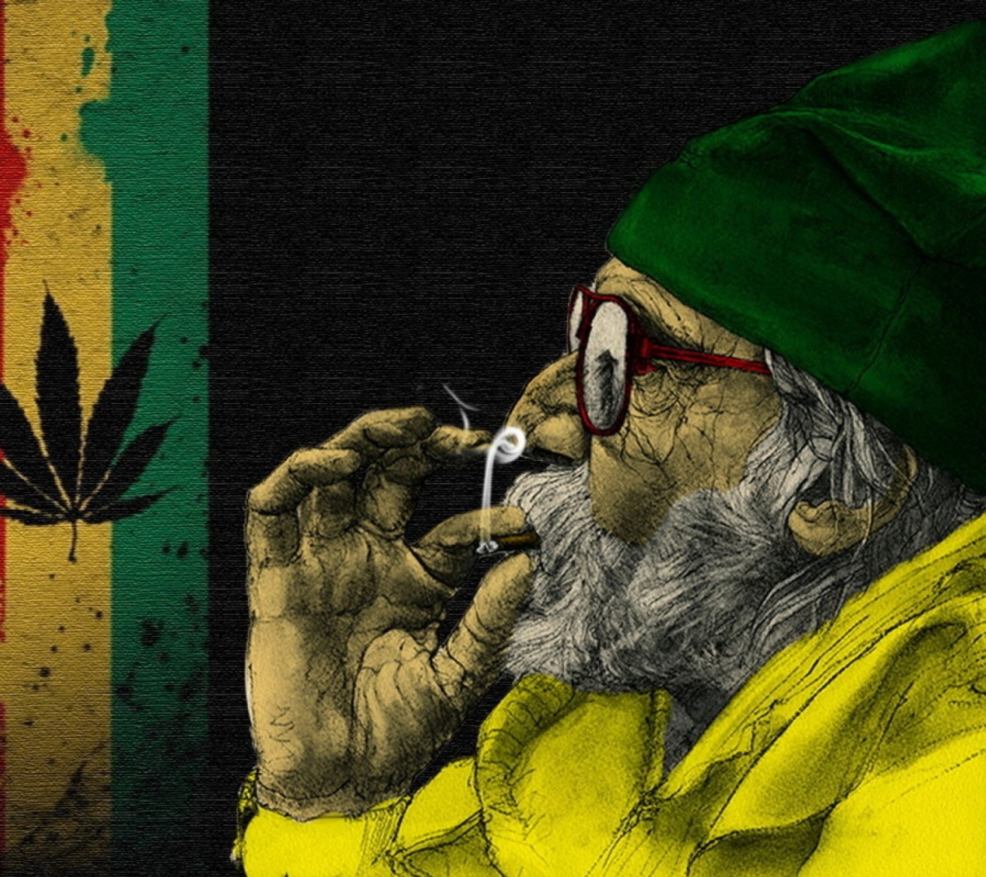 Fondo de pantalla Rastafari and Smoke Weeds 1440x1280
