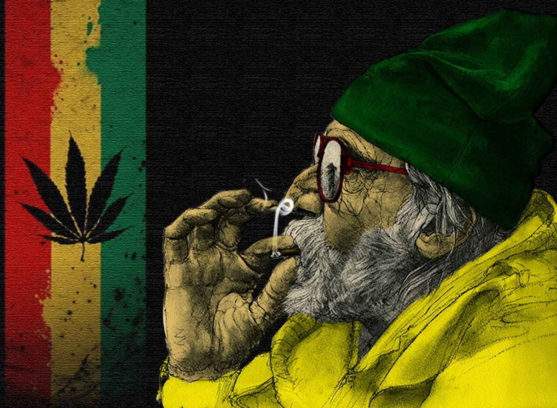 Обои Rastafari and Smoke Weeds 1920x1408