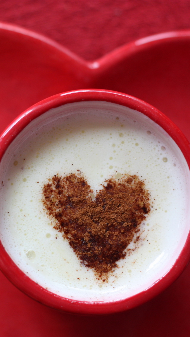 Small coffee mug and heart plate wallpaper 640x1136