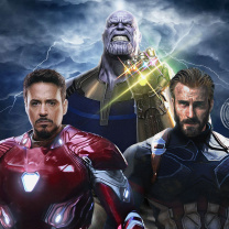 Fondo de pantalla Avengers Infinity War with Captain America, Iron Man, Thanos 208x208