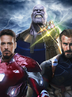 Das Avengers Infinity War with Captain America, Iron Man, Thanos Wallpaper 240x320