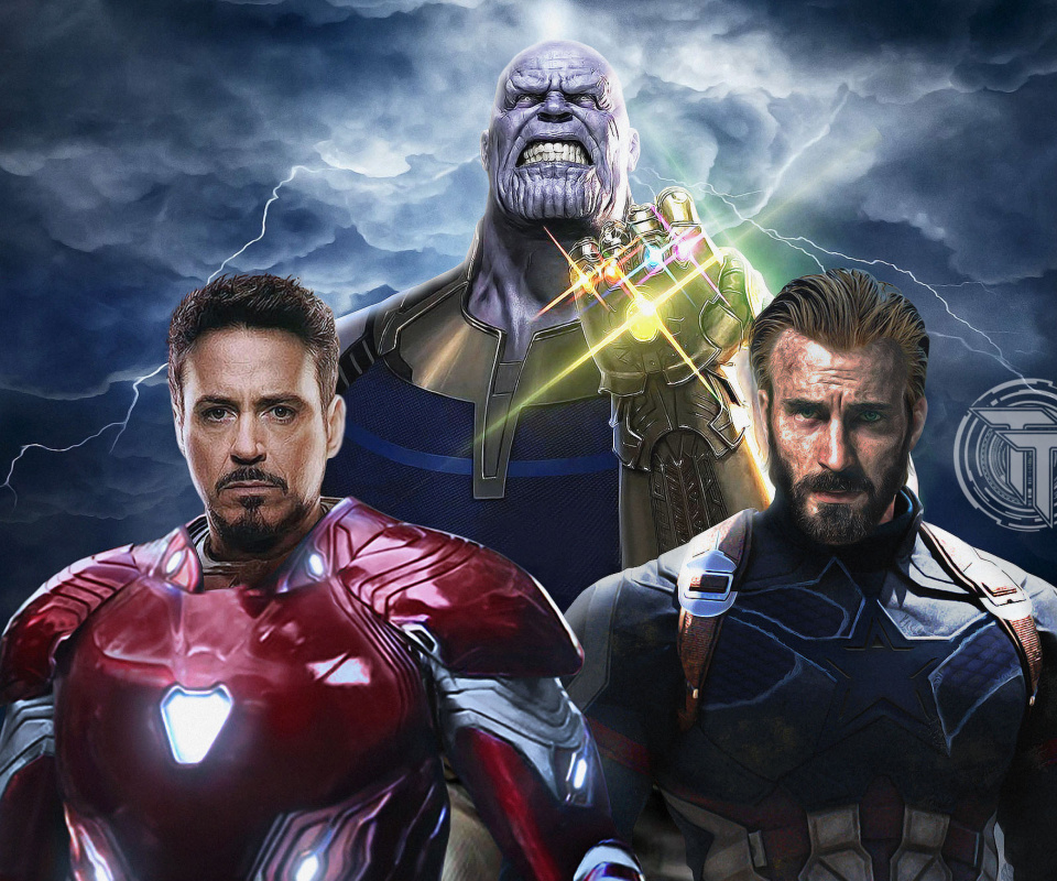 Das Avengers Infinity War with Captain America, Iron Man, Thanos Wallpaper 960x800