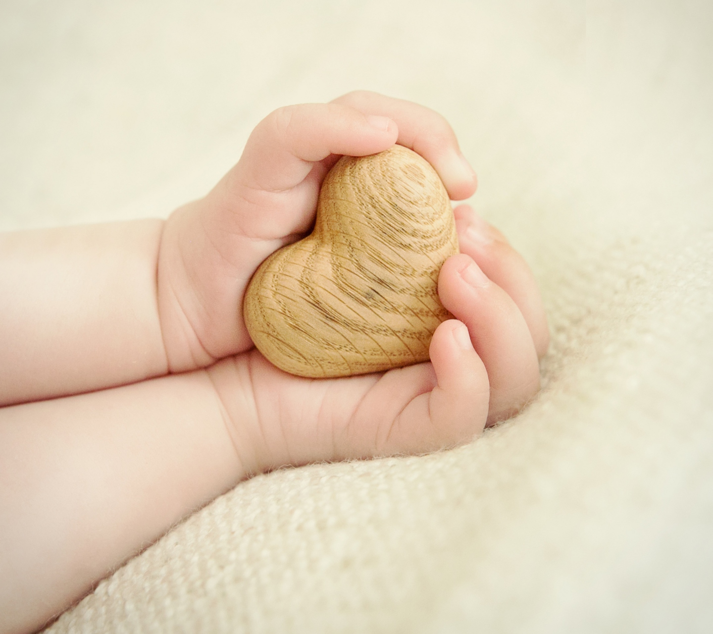 Sfondi Little Wooden Heart In Child's Hands 1440x1280