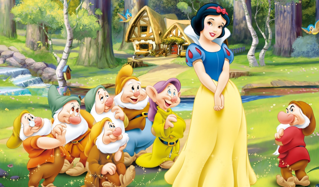 Das Snow White and the Seven Dwarfs Wallpaper 1024x600