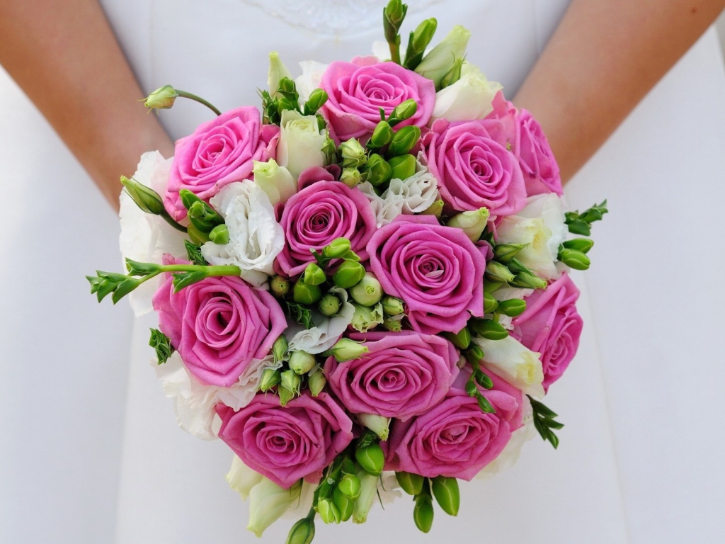 Das Pink Wedding Bouquet Wallpaper 1024x768