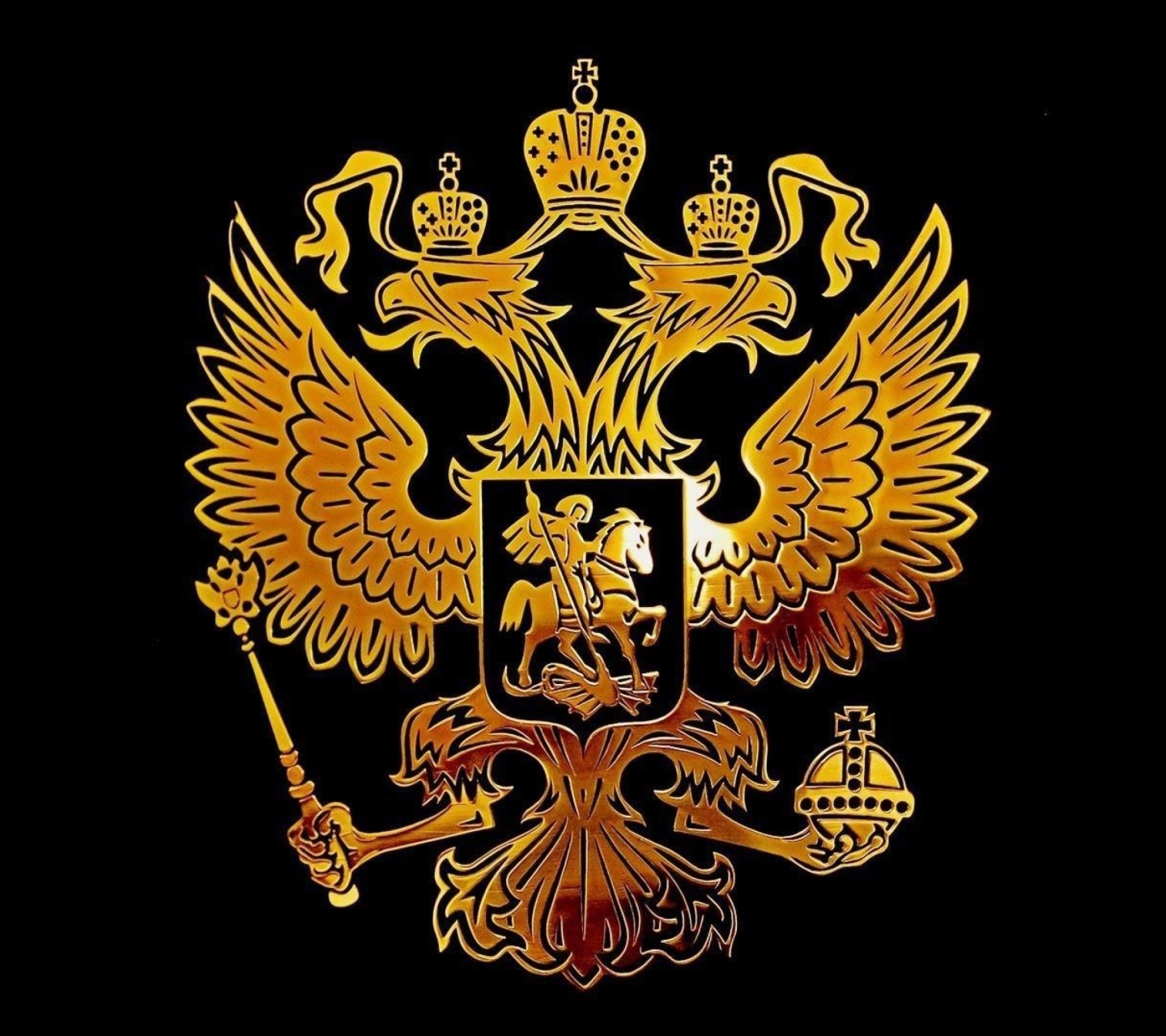 Fondo de pantalla Russian coat of arms golden 1440x1280