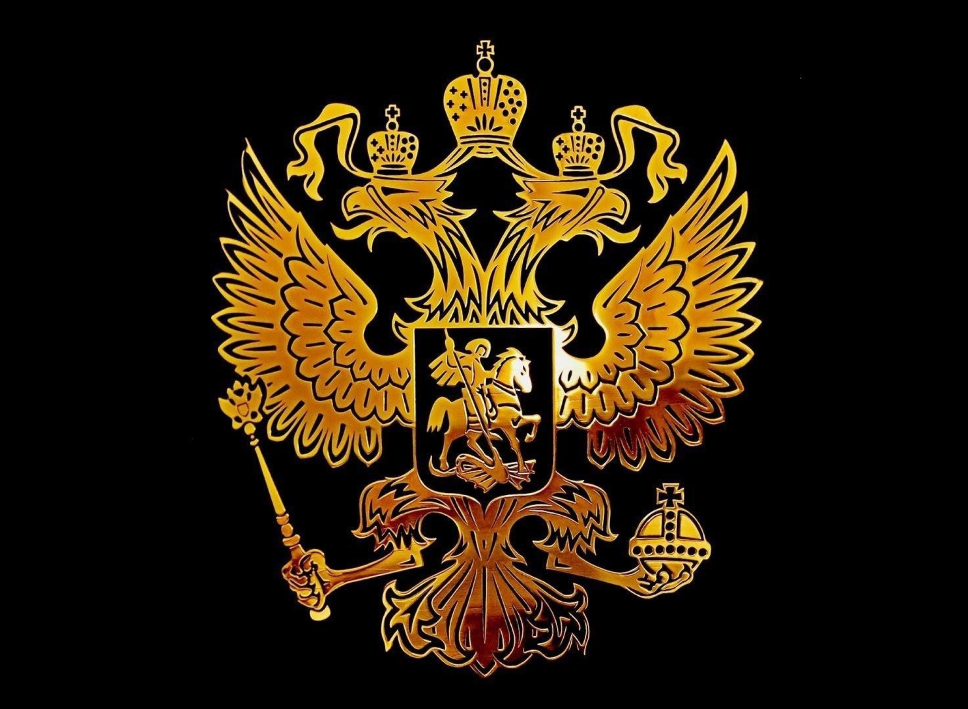 Обои Russian coat of arms golden 1920x1408